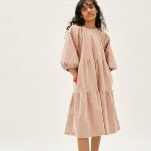 Everlane Tiered Corduroy Midi Dress 🌸 Petal Desert Pink Color 🌸 Small